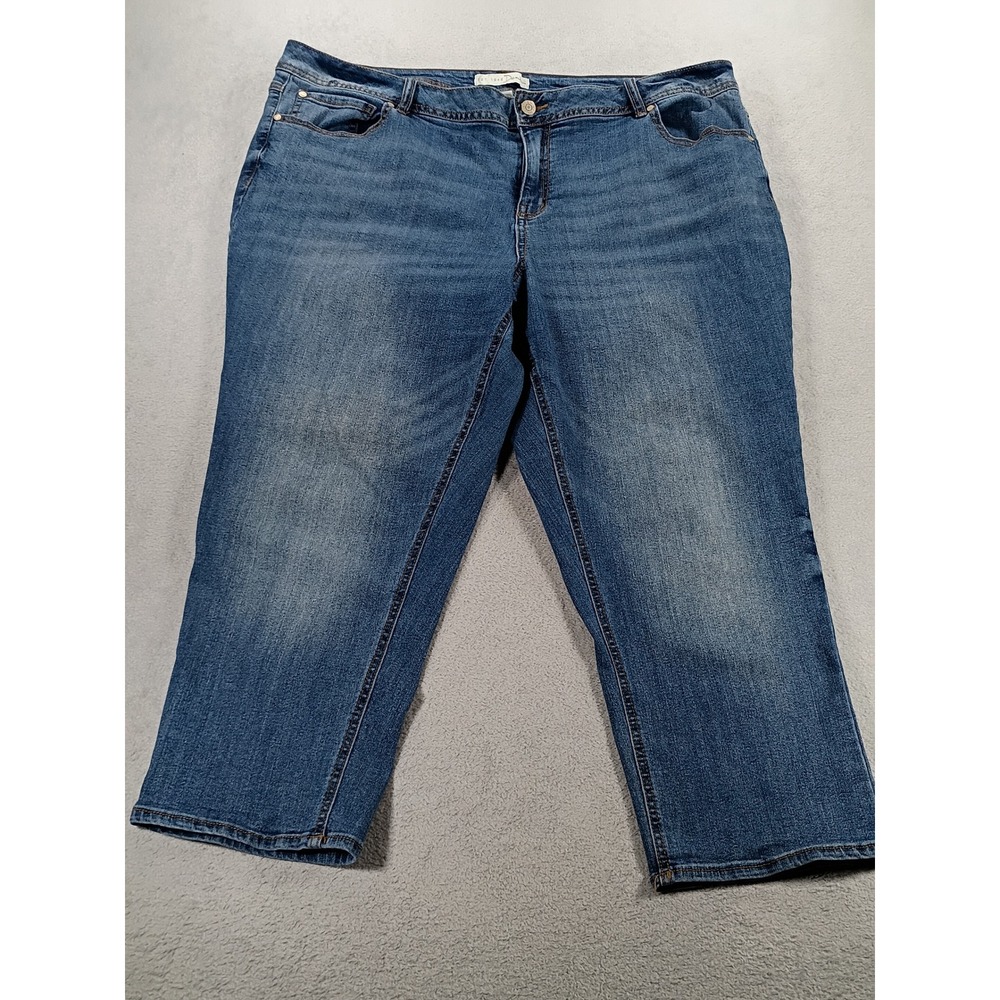 Est. 1946 Womens Curvy Capri Jeans Blue 20W Medium Wash Cropped